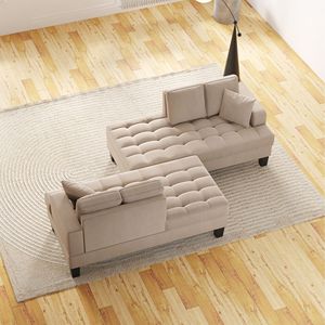 Set Chaise Longue Imbottito a 2 Pezzi con Tessuto Texturizzato Include 2 Cuscini Decorativi per Soggiorno o Camera da Letto - Product Image 4