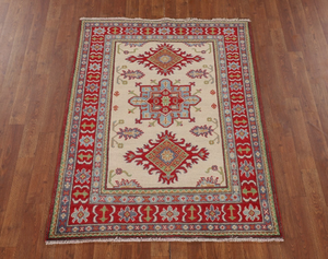 Kazak style Hand Knotted Persian blue White Multicolor <b>Wool</b> Eco-Friendly Anti-Slip Area Rug Pattern Medium Pile for Living Room - Product Image 3