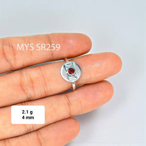 Bague légère en grenat, faite à la main, en argent sterling 925, prix de gros, bijoux en argent - Product Image 1