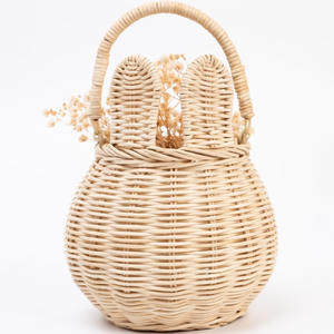 Cesta de fibra natural con forma de conejo, organizador de almacenamiento para huevos de Pascua, cestas de ratán, decoración festiva - Product Image 6