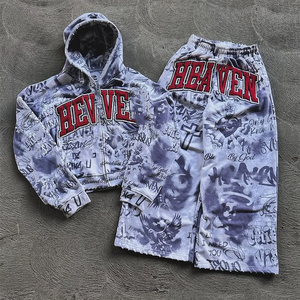 KERNEL APPAREL Print Jogger Sweatsuit Street Wear 400 Gsm 2 Piece Set Designer Cotton Breathable Eco-Friendly Elastic <b>Tracksuits</b> - Product Image 1