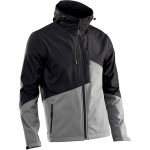 Veste d'hiver streetwear de haute qualité, doublée, en tissu softshell, polyester/nylon, col montant, logo sur le devant, coupe ample, fermeture éclair. - Product Image 3