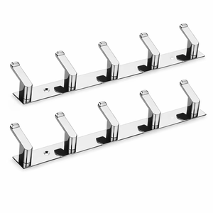5 Pin Premium SS202 Stainless Steel Cloth <b>Hook</b> Wall Mount Adjustable Modern Heavy Duty Rustproof Bathroom <b>Kitchen</b> Coat Towel - Product Image 1