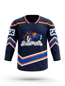 Maillot de hockey sur glace bleu marine sublimé personnalisé, respirant, pour entraînement d'équipe, maillot de hockey sur glace personnalisé avec numéro pour hommes - Product Image 1