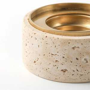 Buy Traditional Style Terrazzo Incense <b>Burner</b> With Perforated Lid Aromatherapy Diffuser Black Base Gold Interior All Season Use - Product Image 5