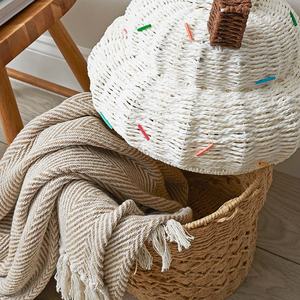 Panier de rangement en fibre de papier en forme de crème glacée, tissé à la main, pour la chambre d'enfant ou la salle de jeux, idéal pour ranger le linge ou décorer. - Product Image 3
