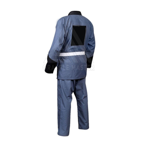 Kimono de BJJ Azul Unisex, Corte Regular, para Adultos, Conjunto de Ropa de Artes Marciales con Ribete Negro y Cinturón Blanco, Poliéster/Algodón Elástico de Secado Rápido - Product Image 2