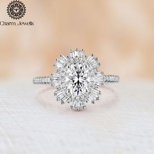 แหวนหมั้นเพชรโมอิสซาไนต์ทรงคุชชั่นสำหรับผู้หญิงจาก Charm_Jewells ทอง 18K ดีไซน์รูปดอกไม้ ประดับแบบหนามเตย สไตล์โรแมนติก รับรองโดย IGI เบอร์ 3 - Product Image 3