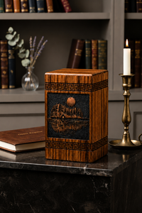 Wooden Cremation Urn 200 Cubic Inch Adult <b>Memorial</b> Keepsake <b>Box</b> Custom Design Fireplace Shrine Display - Product Image 4