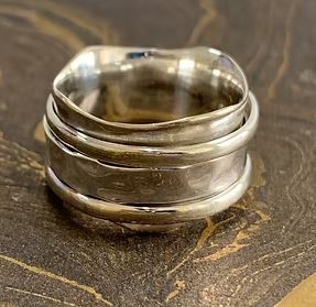 Plain 925 Sterling <b>Silver</b> Triple band <b>Spinner</b> <b>Ring</b> Unisex Wedding Engagement Jewelry Handmade Simple Design - Product Image 4