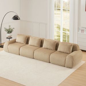 Divano Moderno Modulare Oversize a 4 Posti in Tessuto Flanella con Seduta Profonda e Fibbia a C per Soggiorno - Product Image 1
