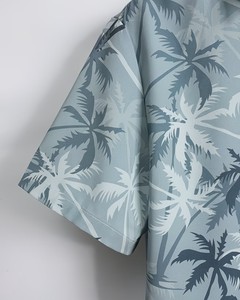 Camisa Casual de Manga Corta para Hombre, Estampado de Palmeras, Estilo Tropical, Veraniego, Hawaiano, Azul, Poliéster/Algodón - Product Image 6