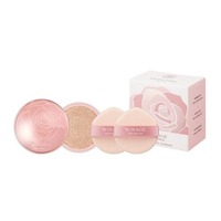 Fond de Teint Coréen Hydratant Éclaircissant Anti-Âge à l'Eau de Rose et Niacinamide K-Beauty Premium 15g+15g avec Extrait de Truffe en Coussin pour Tous Types de Peaux