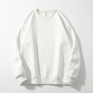 เสื้อสเวตเชิ้ตคอกลมทรงโอเวอร์ไซส์สำหรับผู้ชาย สีพื้น ผ้าถัก คอตตอน สวมใส่สบายๆ สำหรับฤดูใบไม้ร่วง ทรงปกติ แขนยาว - Product Image 3