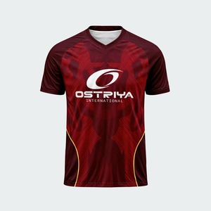 Maillot de football 100% polyester de haute qualité OEM avec nom et logo d'équipe personnalisés, respirant, séchage rapide, col rond, manches courtes - Product Image 1