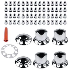 Kit de caches d'essieux chromés avant et arrière avec écrous de 33 mm pour semi-remorques - Product Image 2