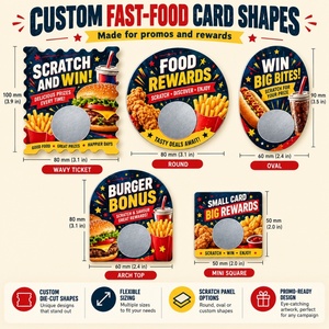 Tarjetas Rasca y Gana de Agradecimiento para Hamburguesas y Papas Fritas Personalizadas, Impresión Digital de Alta Calidad, Colores Vibrantes, Cupón de Restaurante, Vales de Fidelización - Product Image 4