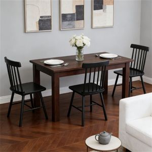 Juego de Cuatro Sillas de Comedor de Madera Negra, Sillón de Cocina con Asiento Cómodo para Uso Doméstico - Product Image 1