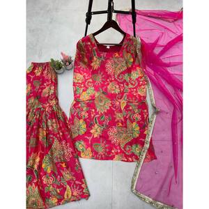 Ropa de fiesta de mujer de diseñador Top Bottom Fancy Dupatta Set - Product Image 2