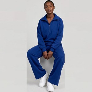 Women's Jogging Tracksuit / Women Drop Shoulder Half Zipper Loose Fit Sweatpants <b>Side</b> Pockets Winter Tracksuit Ladies - Product Image 1