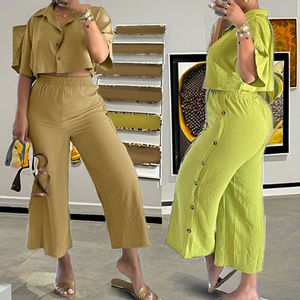 Conjunto de Dos Piezas de Moda para Mujer ZHEZHE 2024, Estilo Casual, Cuello Alto, Color Sólido, Manga Larga, Top Regular de Otoño, Poliéster, Estampado - Product Image 1