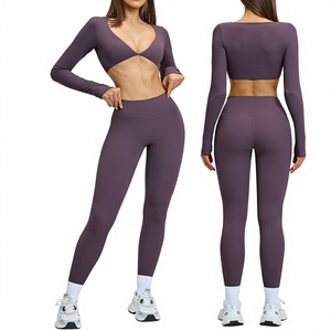 Conjunto de Yoga Personalizado para Mujer, Talla Grande, Leggings y Top de Manga Larga con Logotipo Frontal, Ropa Deportiva, Marca Privada OEM - Product Image 6