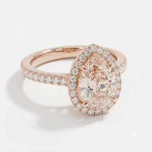 Bague de fiançailles classique pour femme en or rose 18 carats avec diamant de laboratoire rose fantaisie taille poire 2,00 carats et pierres latérales, certifiée IGI, pour tous les jours - Product Image 2