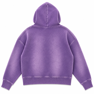 Sweat à capuche d'hiver pour homme OEM, fermeture éclair intégrale, logo personnalisé, style vintage délavé, en polaire, coupe oversize, polyester/coton - Product Image 4