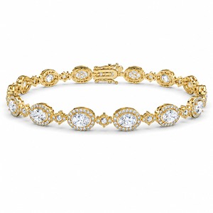 Pulsera de tenis ovalada con diamantes, oro amarillo de 18K, cadena de eslabones pavé, diamantes cultivados en laboratorio, pulsera de lujo a la moda, personalizada - Product Image 4