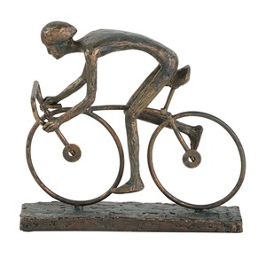 Figurine de cycliste en bronze, sculpture d'art artisanale, décoration de table contemporaine pour salon, pour la décoration de la maison - Product Image 2