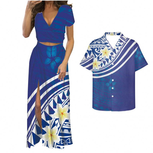 Robe de style polynésien Samoa, jupe longue à fente haute pour filles, haut court sexy à col en V et jupe pour femmes - Product Image 3