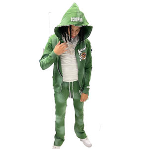 Conjunto Deportivo Personalizado al por Mayor para Hombre, Sudadera con Cremallera Completa de Corte Regular, Conjunto de Dos Piezas con Pantalones Apilados para Invierno - Product Image 6