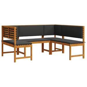 Ensemble de bancs de jardin en bois d'acacia massif marron, 3 pièces - Product Image 2