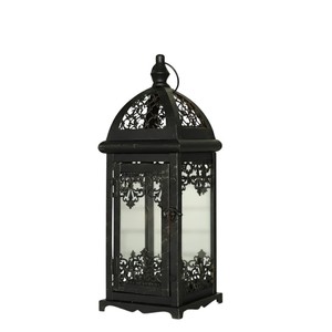 Vintage Black Metal <b>Candle</b> Lantern Moroccan Style Hanging Glass Lantern Decorative <b>Candle</b> Holder for <b>Wedding</b> Centerpiece Patio - Product Image 4