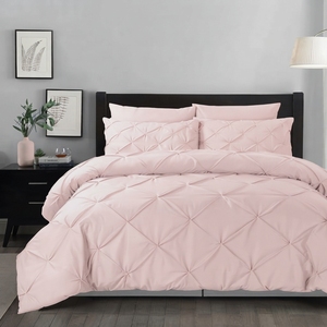 Ensemble de housse de couette Rose Pintuck 3 pièces 100% coton t-150 pour toutes les saisons, usage domestique, style simple - Product Image 2