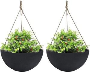 Pot de fleurs suspendu en métal vintage, design rustique pour plantes d'intérieur et d'extérieur, motif circulaire, finition blanche - Product Image 4