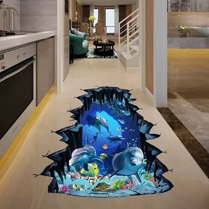 Pegatinas 3D <span class=keywords><strong>de</strong></span> PVC para Piso con Diseño <span class=keywords><strong>de</strong></span> Delfines del Mundo Submarino, Personalizadas para Centros Comerciales, Arte Mural, Gráficos para Piso 3D - Product Image 3