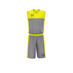 Ensemble de maillot de basket-ball jaune et gris, joueur n°10, en polyester sublimé anti-humidité, vêtements de sport unisexes pour adultes - Product Image 3