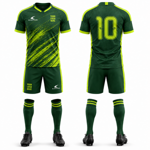 Conjunto de Uniforme de Fútbol Personalizado para Hombre, Blanco con Rayas Verdes, Manga Corta, Absorbe la Humedad, para Todas las Temporadas, Uniforme de Fútbol para Equipo Adulto - Product Image 5