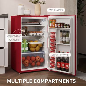 3.2 Cu.Ft Single Door Compact <b>Mini</b> Fridge with <b>Freezer</b> Adjustable Thermostat and Reversible Door in Red - Product Image 6