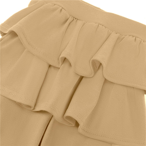 Uniforme Escolar para Niñas, Falda de Punto Color Caqui con Volantes y Leggings con Tutú en Capas - Product Image 2