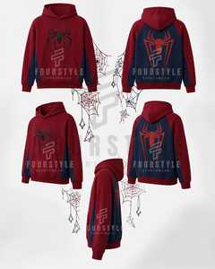 Sweat à capuche unisexe en polaire rouge avec logo araignée et poche pour un usage décontracté - Product Image 4