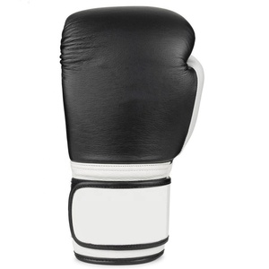 Gants de boxe en cuir noir et blanc, réglables avec sangle Velcro pour l'entraînement et le sparring adulte - Product Image 4