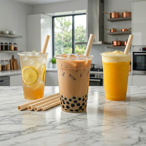 KEIFU 12mm*21cm Eco-friendly <b>Bamboo</b> Boba Disposable STR-005 Straws for Bubble Tea <b>Coffee</b> 125 Pcs 18 Bags/Carton TW Customized - Product Image 4