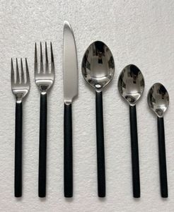 Black Handle Stainless Steel Flatware <b>Set</b> Mirror Finish Cutlery <b>Dinnerware</b> <b>for</b> Wedding Home Dining - Product Image 2