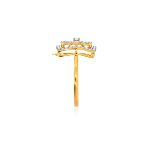 Anillo de Lujo de Oro Amarillo de 18K con Halo Cuadrado y Racimo de Diamantes en Forma de Corazón para Mujer, Joyería Fina para Compromiso y Boda - Product Image 4