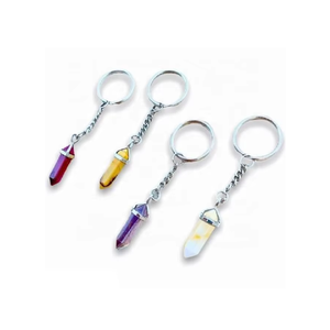 High Quality Crystal Keychain Stone Mookaite jasper Pencil <b>key</b> chain natural Stone bead Healing <b>Key</b> <b>Holder</b> Gift Women <b>Key</b> Chain - Product Image 3