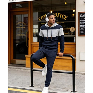 Conjunto Deportivo de Algodón para Hombre, Sudadera con Capucha y Pantalones Deportivos, Estilo Informal para Gimnasio, Correr, Uso Diario - Product Image 4