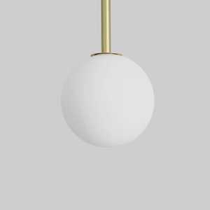 Luminaire suspendu au plafond en laiton minimaliste, globe blanc rond, décoration intérieure pour salon - Product Image 3