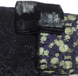 Luxury Women's Viscose Dirac Floral Printed Set Gold Shimmer Long Embroidery Spandex Polyester <b>Blend</b> Eco-Friendly Quick Dry - Product Image 2